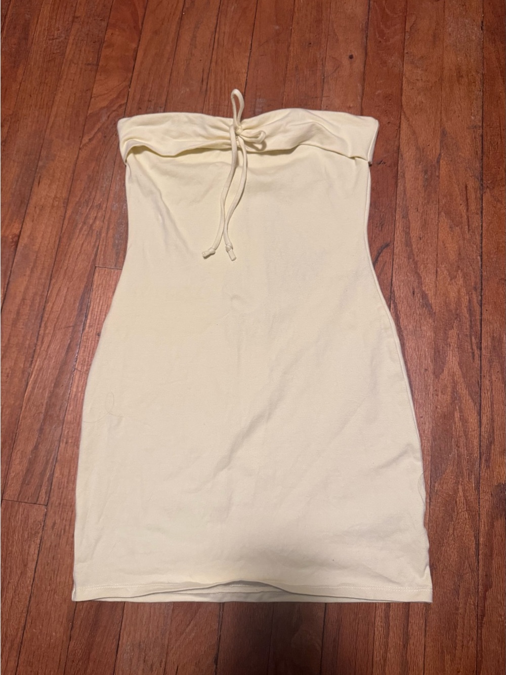 wild fable Strapless Tie-Front Yellow Tube Dress